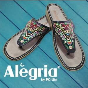Alegria Vanessa Chrysalis Sandal Flip Flops‎ Embroidered Black EU 40 US 9.5-10
